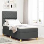 vidaXL Boxspringbed met Matras Donkergrijs 90x200 cm Stof, 90 cm, Eenpersoons, Verzenden, Nieuw