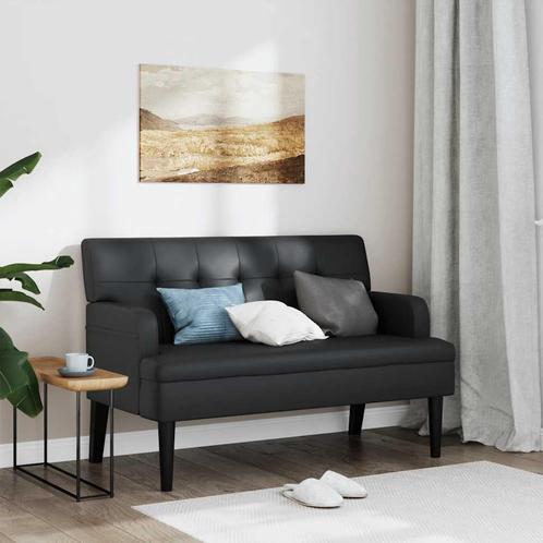 vidaXL Bankje met rugleuning 112x65,5x75 cm kunstleer zwart, Huis en Inrichting, Banken | Bankstellen, Nieuw, Leer, Verzenden
