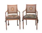 Twee houten eetkamerstoelen met armleuning, 20e eeuw, Huis en Inrichting, Stoelen, Gebruikt