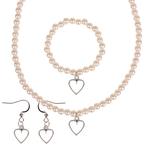 Set - Kinderketting, armbandje en oorbellen - ivoorkleurige, Sieraden, Tassen en Uiterlijk, Kettingen, Ophalen of Verzenden, Nieuw