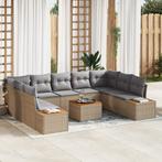 vidaXL 10-delige tuinsofa set met kussen - Beige poly rattan, Verzenden, Nieuw, Rotan