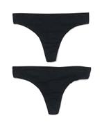 HEMA Dames strings stretch katoen - 2 stuks zwart, Verzenden, Zwart