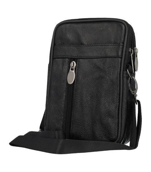 Telefoontas Dubbele Rits Leder Zwart, Sieraden, Tassen en Uiterlijk, Overige Accessoires