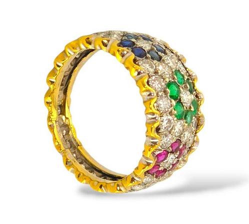 Ring - 14 karaat Geel goud, Gele gouden ring met diamanten,, Sieraden, Tassen en Uiterlijk, Ringen