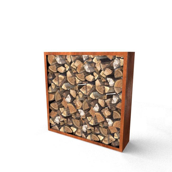 Geroba Egura C4 houtopslag 1500x385x1500mm - Cortenstaal, Tuin en Terras, Overige Tuin en Terras, Nieuw, Verzenden