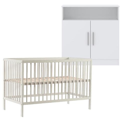 Cabino Babykamer Wit 2 Delig Baby Bed Mees + Commode Texas, Kinderen en Baby's, Kinderkamer | Complete kinderkamers, Nieuw, Ophalen of Verzenden