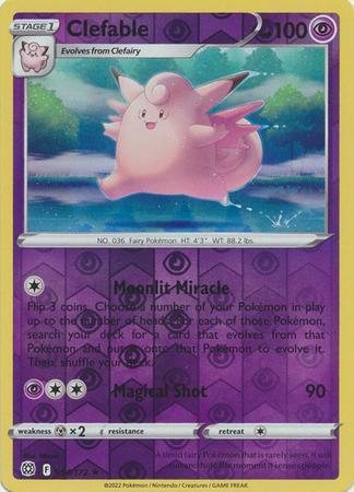 Clefable 54/172 reverse holo Brilliant Stars, Hobby en Vrije tijd, Verzamelkaartspellen | Pokémon, Losse kaart, Nieuw, Foil, Ophalen of Verzenden
