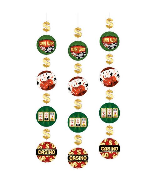 Casino Hangdecoratie 1,2m 3st, Hobby en Vrije tijd, Feestartikelen, Nieuw, Verzenden