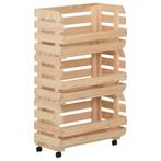 vidaXL Groentetrolley 37x30x80 cm massief grenenhout, Verzenden, Nieuw