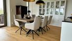 Set van 6 leren eetkamerstoelen - draaibaar - crème kleur, Huis en Inrichting, Stoelen, Ophalen of Verzenden, Nieuw, Leer