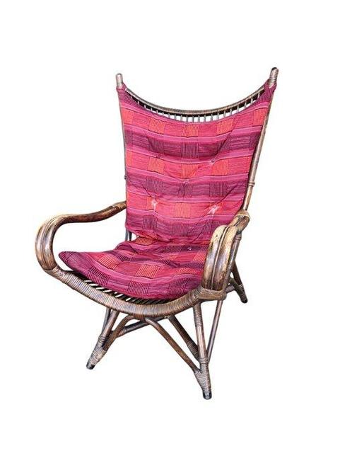 Fauteuil - Textiel, Riet - A rattan bamboo fanback lounge, Antiek en Kunst, Curiosa en Brocante