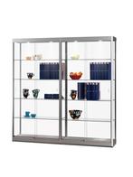Luxe vitrinekast zilver 200 cm breed met verlichting, Nieuw in verpakking