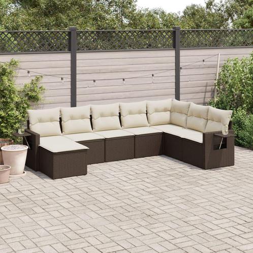 vidaXL 8-delige Loungeset met kussens poly rattan bruin, Tuin en Terras, Tuinsets en Loungesets, Loungeset, Nieuw, Rotan, Verzenden