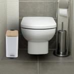Prullenbak Toilet 5L wit | Bamboe Deksel | Laatste Stuks!, Met pedaal, Nieuw, Ophalen of Verzenden, Minder dan 10 liter