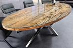 Massieve eettafel BARRACUDA 220cm bruin teakhout zilver, Ophalen of Verzenden, Nieuw