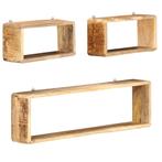 vidaXL 3-delige Wandschappenset kubus massief mangohout, Huis en Inrichting, Woonaccessoires | Wandplanken en Boekenplanken, Verzenden