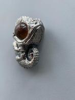 Amber - Barnsteen - Lizard and insect amber pendant, S925