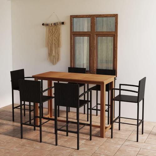 vidaXL 7-delige Tuinbarset zwart, Tuin en Terras, Tuinsets en Loungesets, Nieuw, 6 zitplaatsen, Hardhout, Verzenden