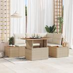 vidaXL Tuin Sofa Set met opslag 5 pcs Beige Poly riet, Tuin en Terras, Tuinsets en Loungesets, Verzenden, Nieuw, Rotan