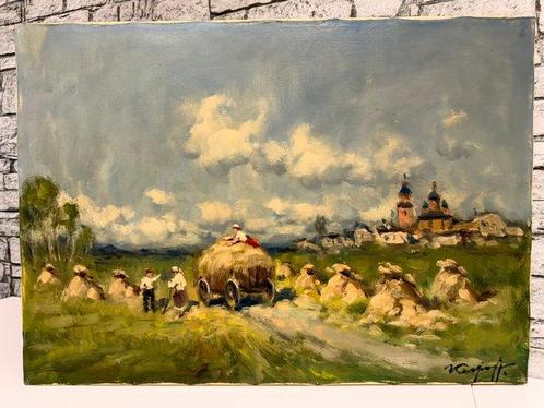 Ivan Michailovi Karpov (1898–1970) - Raccolta del fieno, Antiek en Kunst, Kunst | Schilderijen | Klassiek