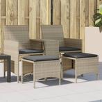 vidaXL Tuinbank 2-zits tafel en voetenbanken poly rattan, Tuin en Terras, Tuinsets en Loungesets, Verzenden, Nieuw, Rotan