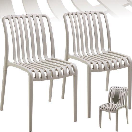 2dekans | tectake® Set van 2 Tuinstoelen Alcudia - Taupe -, Huis en Inrichting, Stoelen, Zo goed als nieuw, Ophalen of Verzenden