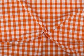 Ruitjesstof oranje wit geruit - 18mm geruit beschikbaar voor biedingen