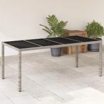vidaXL Tuintafel met glazen blad 190x90x75 cm poly rattan, Verzenden, Nieuw