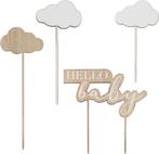 Houten Taart toppers Hello Baby en wolken, Ophalen of Verzenden, Nieuw
