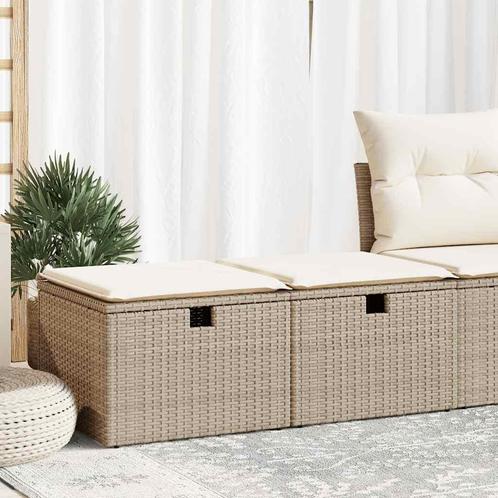 vidaXL 2-delige Loungeset met kussens poly rattan acacia, Tuin en Terras, Tuinsets en Loungesets, Loungeset, Nieuw, Rotan, Verzenden