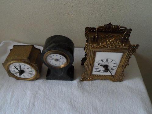 Wekkers (3) - Antiek Messing, graniet, emaille, glas. -, Antiek en Kunst, Antiek | Klokken