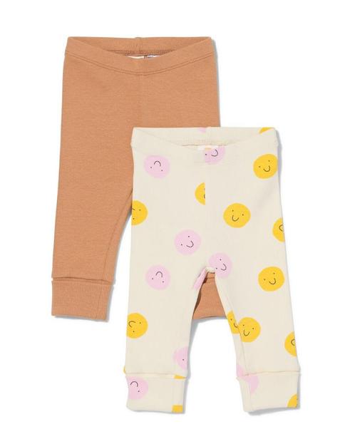 HEMA Babyleggings rib gezichtjes - 2 stuks bruin, Kinderen en Baby's, Babykleding | Overige, Nieuw, Verzenden