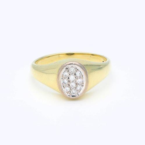 Ring - 14 karaat Geel goud -  0.05ct. tw. Diamant, Sieraden, Tassen en Uiterlijk, Antieke sieraden