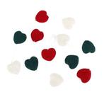Vilten slinger hartjes kerst klein groen wit rood - 5cm - 15, Nieuw, Ophalen of Verzenden