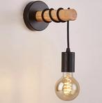 Retro Houten Wandlamp – Vintage E27 Muurverlichting Slaapkam, Huis en Inrichting, Lampen | Wandlampen, Verzenden, Nieuw