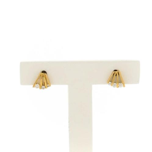 Gouden oorstekers met zirconia (oorbellen, geelgoud, dames), Sieraden, Tassen en Uiterlijk, Oorbellen, Overige kleuren, Gebruikt
