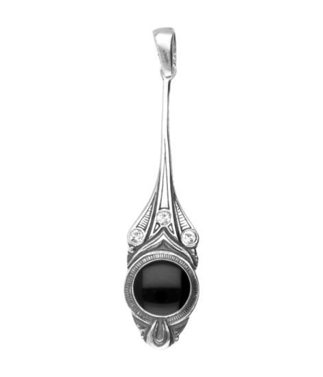 Zilveren Pendule zwarte inleg met swarovski kristallen Ar..., Sieraden, Tassen en Uiterlijk, Kettinghangers, Verzenden