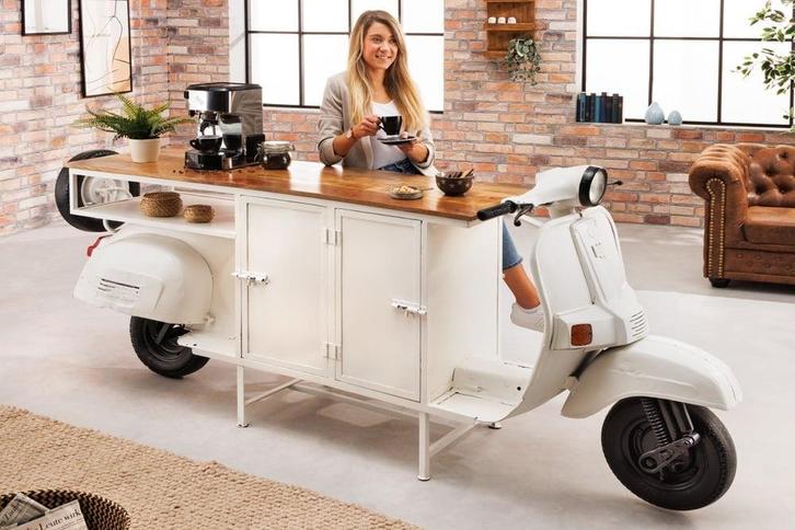 Extravagante barkast SCOOTER 250cm witte retro console, Huis en Inrichting, Kasten | Overige, Ophalen of Verzenden