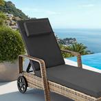 Wicker ligbed met wielen - natuur/donkergrijs, Verzenden, Nieuw