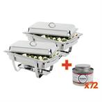 Chafing Dish | Incl brandpasta | 2x Chafing Dishes en 72x..., Verzenden, Nieuw in verpakking