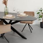 Livingfurn Ovale Eettafel Oslo Mangohout en staal, kleur Zwa, Huis en Inrichting, Nieuw, Verzenden
