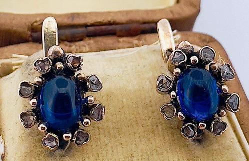 Zonder Minimumprijs - Oorbellen - 9 kt. Geel goud Saffier -, Sieraden, Tassen en Uiterlijk, Oorbellen
