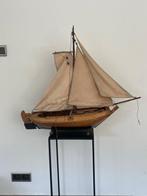 Hout - Barograaf - Hout, Katoen - Antieke sloep modelboot