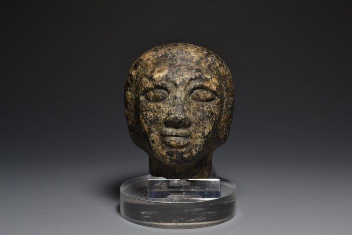 Oude Egypte, Middenrijk Grano-Diorite Hoofd van het beeldje, Antiek en Kunst, Antiek | Overige Antiek