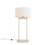 Vloerlamp beige met ovale witte linnen kap 35cm - Thijmen, Huis en Inrichting, Lampen | Tafellampen, Verzenden, Nieuw, Modern