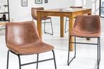 Industrieel design stoel DJANGO vintage bruin met ijzeren, Nieuw, Ophalen of Verzenden