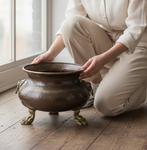 Jardinière - Leeuwenkoppen - Koper, Messing