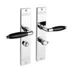 Geveerde deurklink Retro glanzend nikkel op schild met WC..., Doe-het-zelf en Verbouw, Hang- en Sluitwerk, Ophalen of Verzenden