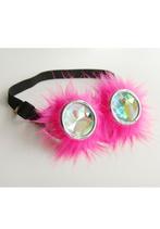 Goggles Steampunk Bril Roze Bont Montuur Caleidoscoop Glazen, Kleding | Dames, Nieuw, Carnaval, Ophalen of Verzenden