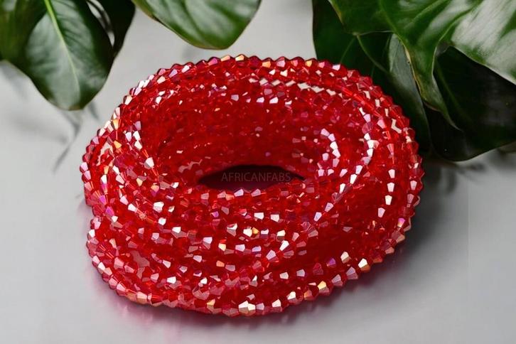 Waist Beads / Afrikaanse Heupketting - Ododo - Rood crystal, Sieraden, Tassen en Uiterlijk, Kettingen, Nieuw, Ophalen of Verzenden